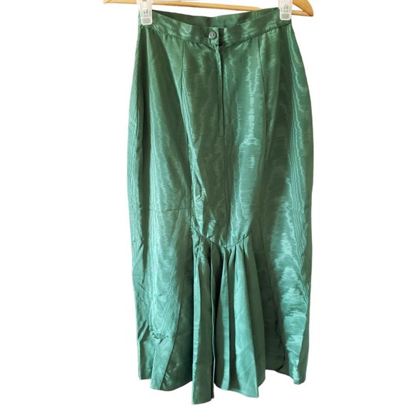 Vtg Scott McClintock Green Shimmer Moire Taffeta Maxi Skirt  Mermaidcore 2/4 - Picture 4 of 6